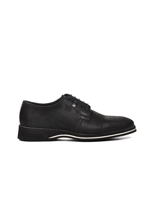 Fosco 3119 Siyah Desenli Hakiki Deri Erkek Klasik Ayakkabı