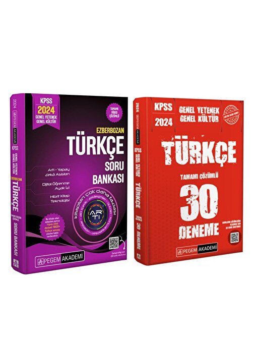 Pegem Yayınları 2024 KPSS Türkçe Soru Bankası ve Deneme Seti 2 Kitap
