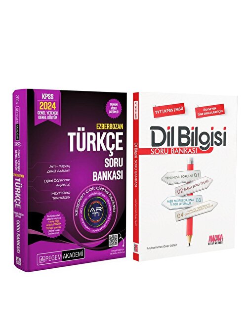 Pegem KPSS Türkçe ve AKM Dil Bilgisi Soru Bankası Seti 2 Kitap