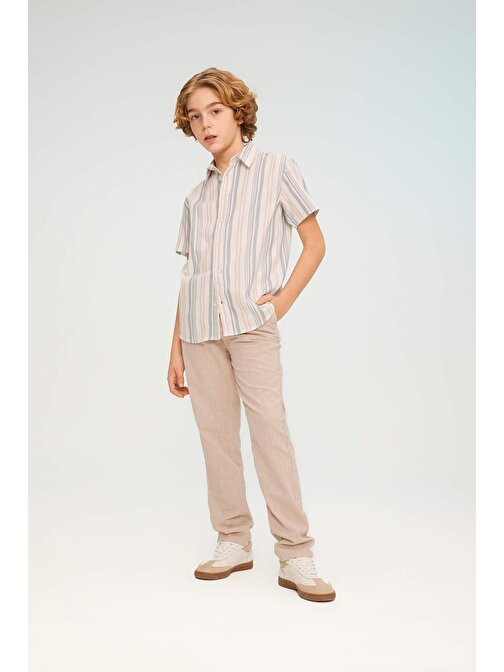 Erkek Çocuk Standart Paça Keten Görünümlü Pantolon Z1706A624SM