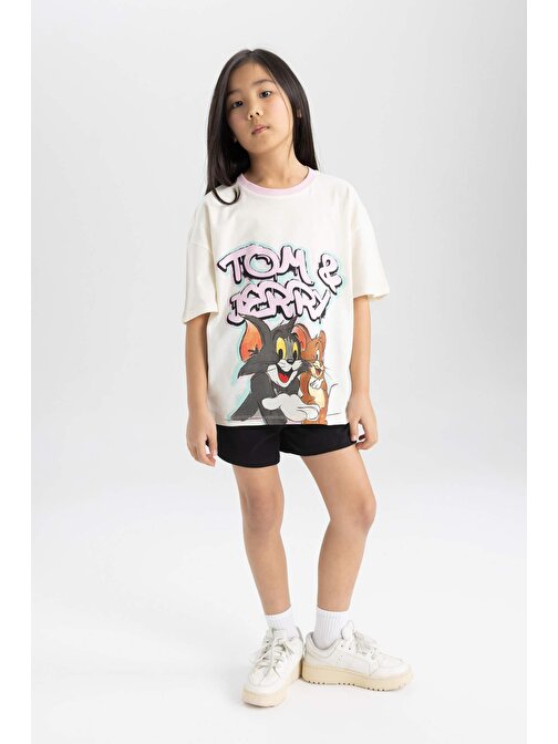 Kız Çocuk Tom & Jerry Kısa Kollu Şortlu Pijama Takımı C2958A824SM