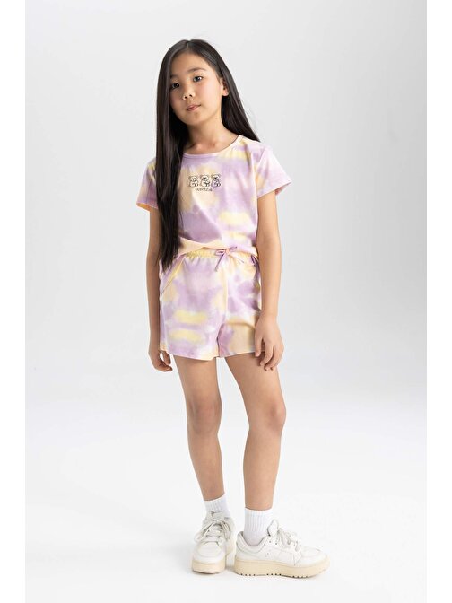 Kız Çocuk Batik Desenli Kısa Kollu Şortlu Pijama Takımı C2835A824SM