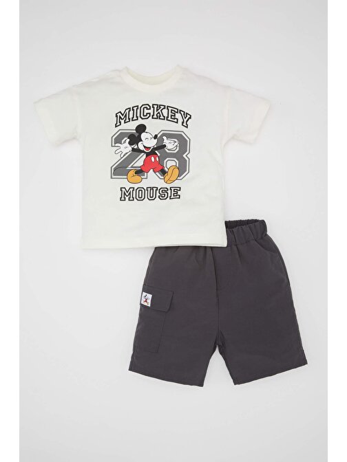 Erkek Bebek Disney Mickey & Minnie Kısa Kollu Tişört Şort 2li Takım C5350A524SM