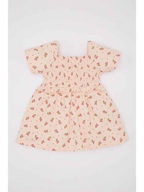 Kız Bebek Çiçekli Kısa Kollu Elbise C2396A524SM
