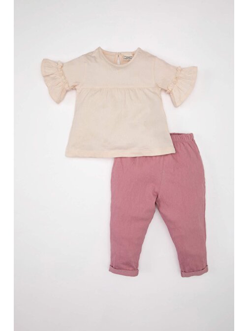 Kız Bebek Yarım Kollu Bluz Pantolon 2li Takım C4013A524SM