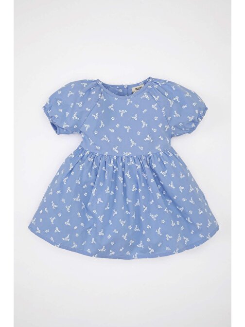 Kız Bebek Çiçekli Kısa Kollu Poplin Elbise C4502A524SM