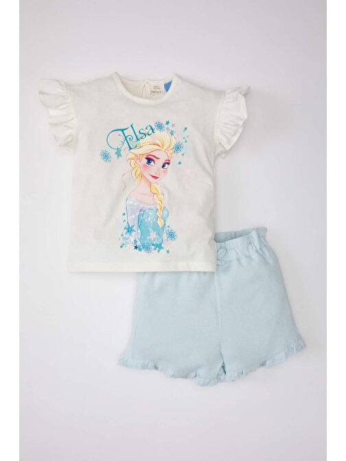 Kız Bebek Frozen Jersey Kısa Kollu Tişört Şort 2li Takım C5466A524SM