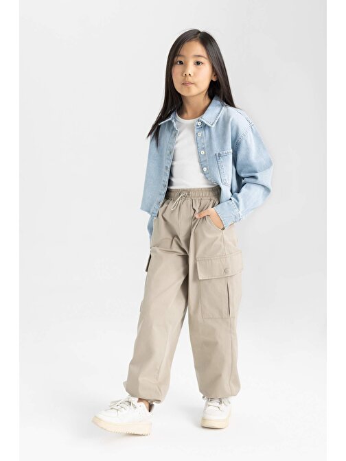 Kız Çocuk Paraşüt Kargo Uzun Paça Pamuklu Pantolon C4568A824SM