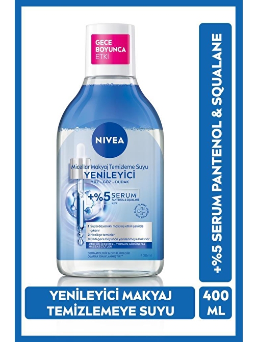 Yenileyici Micellar Makyaj Temizleme Suyu 400ml, Serum İçerikli, Pantenol, Yorgun Görünen Ciltler