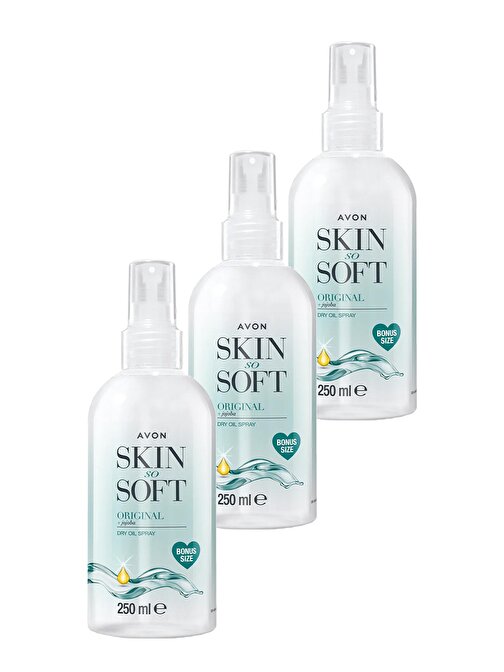 Avon Skin So Soft Orijinal Kuru Yağ Vücut Spreyi 250 Ml. Üçlü Set