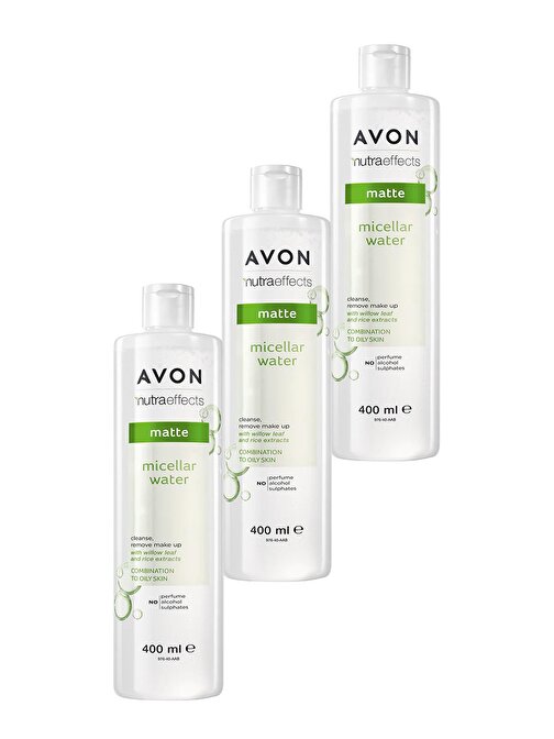 Avon Nutra Effects Mat Micellar Makyaj Temizleme Suyu 400 Ml. Üçlü Set