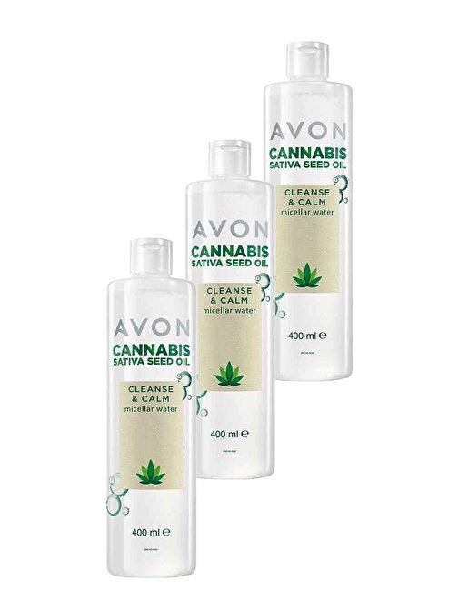 Avon Cannabis Sativa Tohumu Yağı Micellar Cilt Temizleme Suyu 400 Ml. Üçlü Set
