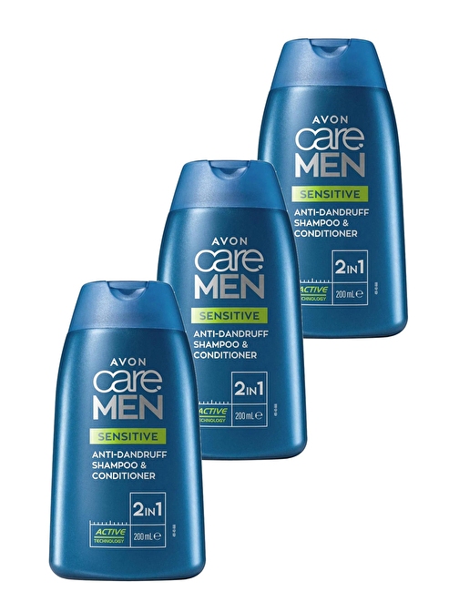 Avon Care Men Sensitive 2'si 1 Arada Kepek Önleyici Şampuan ve Saç Kremi 200 Ml. Üçlü Set