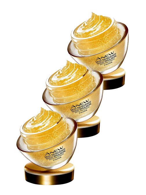 Avon Anew Cilt Yenileyici Protinollü Altın Emülsiyon Gece Yüz Kremi 50 Ml. Üçlü Set