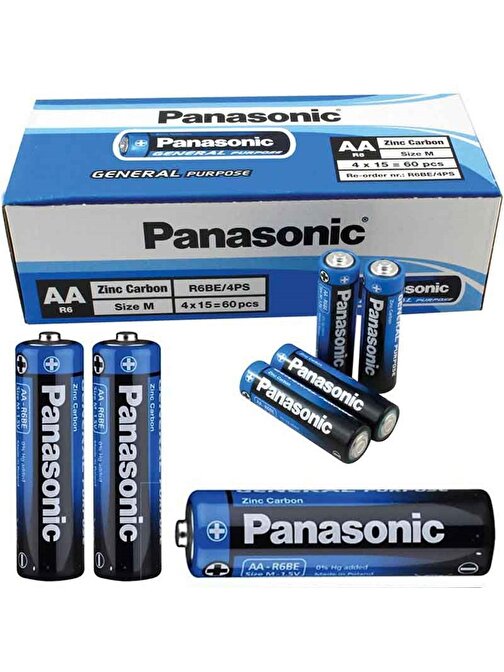 PANASONIC MANGANEZ AA 60LI KALEM PİL 60LI (PAKET FİYATI)(R6BE/4PS)