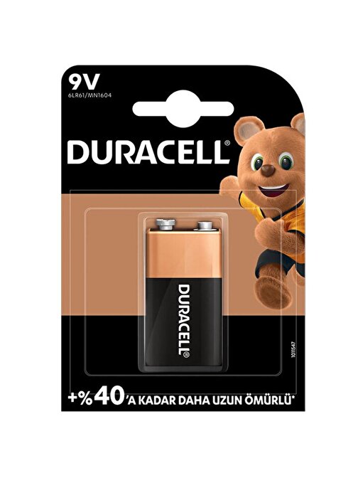 DURACELL 9 VOLT ALKALİN PİL (TEKLİ)