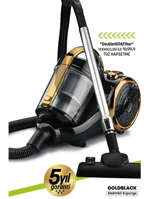 GoldMaster Goldblack Hepa Filtreli 3 Litre Kapasiteli Hız Ayarlı Toz Torbasız Cyclone Elektrikli Süpürge