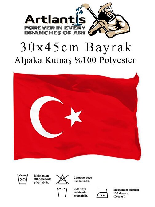 Bayrak 30x45 cm Türk Bayrağı Kumaş 1 Adet Alpaka Kumaş Bez Bayrak Kaliteli Türk Bayrağı Kırmızı Beyaz Bayrak