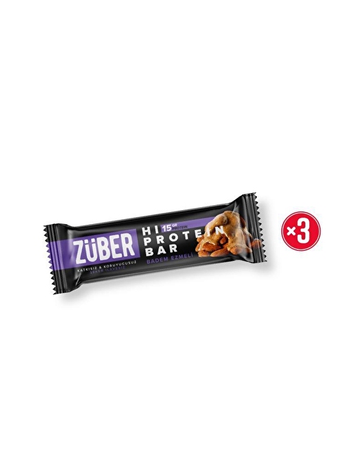 Züber Yüksek Protein Bar Badem Ezmeli 45g X 3 Adet