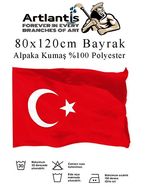 Bayrak 80x120 cm Türk Bayrağı Kumaş 1 Adet Alpaka Kumaş Bez Bayrak Kaliteli Türk Bayrağı Kırmızı Beyaz Bayrak