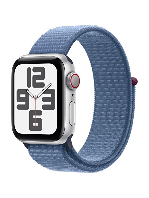 Apple Watch SE 2.Nesil (2023) GPS + Cellular 40mm Silver Aluminium Case with Winter Blue Sport Loop