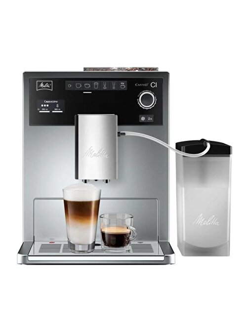 Melitta Caffeo CI Süt Hazneli Tam Otomatik Kahve Makinesi, Paslanmaz Çelik, 1500W, Gümüş