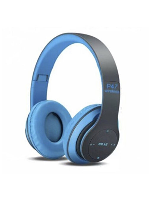 P47 Bluetooth Kablosuz Kulaküstü Kulaklık MAVİ
