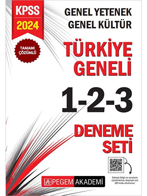 2024 KPSS Genel Yetenek Genel Kültür Türkiye Geneli Tamamı Çözümlü 3 lü Deneme Pegem Yayınları