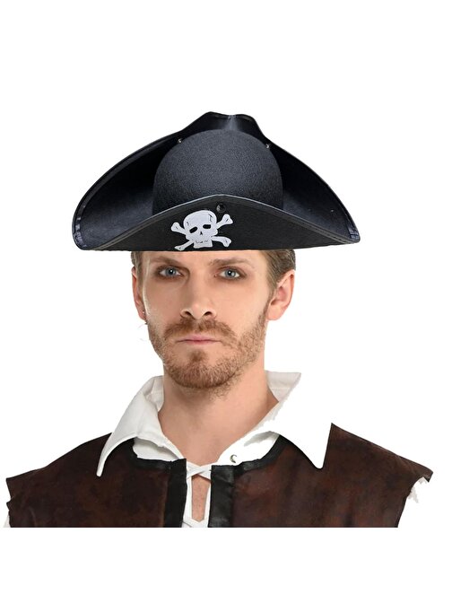 Himarry Siyah Renk Korsan Armalı Kaptan Jack Sparrow Korsan Denizci Şapkası