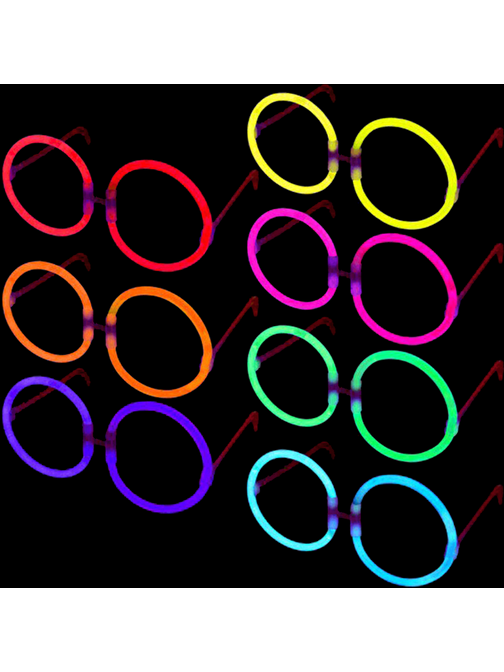 Himarry Glow Stick Parti Gözlüğü Glow Partisi Yuvarlak Şekilli Fosforlu Gözlük 6 Adet