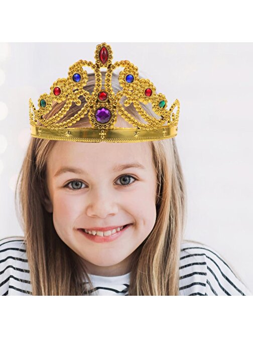 Himarry Altın Renk Plastik Prenses Tacı Kraliçe Tacı 60 cm