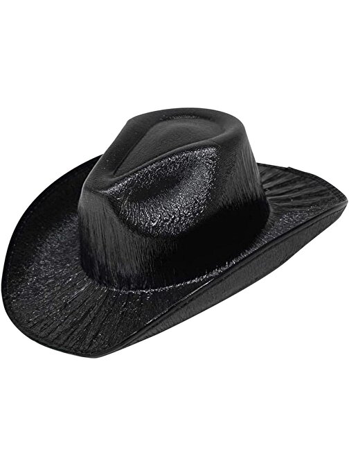 Himarry Neon Hologramlı Kovboy Model Parti Şapkası Siyah Yetişkin 39X36X14 cm