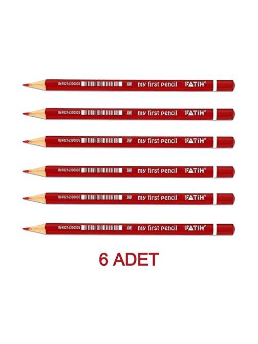 Fatih İlk Kalemim Kırmızı Kalem Üç Köşeli Jumbo 6 Adet