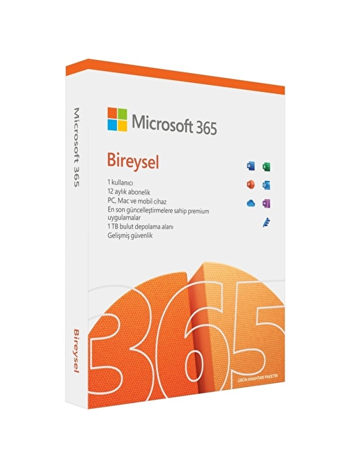 Microsoft 365 Bireysel Türkçe - Kutu Lisans 1 Yıl