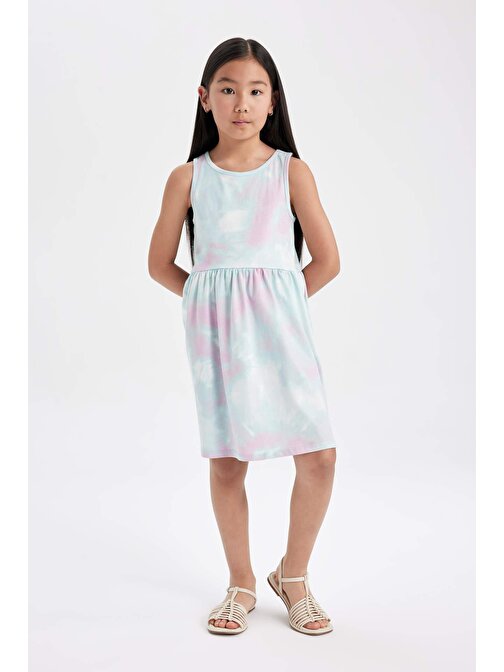 Kız Çocuk Desenli Kolsuz Elbise B4338A824SM