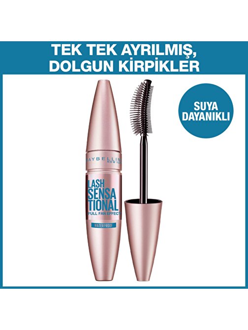 Maybelline New York Lash Sensational Yelpaze Etkili Suya Dayanıklı Siyah Maskara