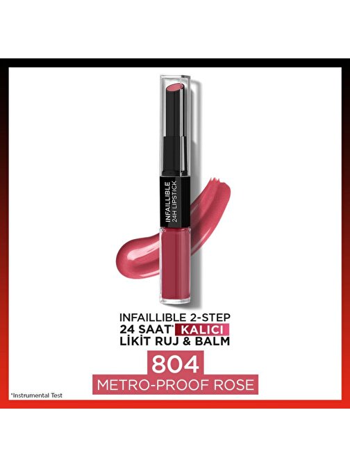 L'Oréal Paris Infaillible 2-Step 24 Saat Kalıcı Likit Ruj & Balm - 804 Metro-Proof Rose
