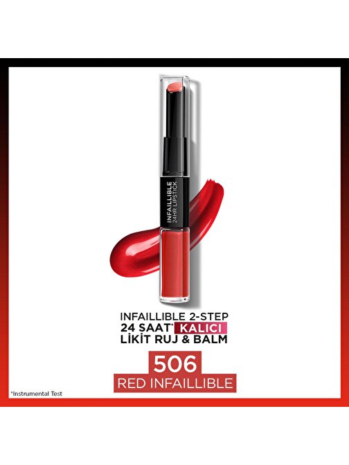 L'Oréal Paris Infaillible 2-Step 24 Saat Kalıcı Likit Ruj & Balm - 506 Red Infaillible