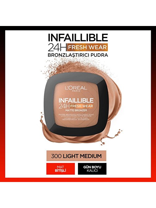 L'Oréal Paris Infaillible 24H Fresh Wear Bronzlaştırıcı Pudra - 300 Light Medium