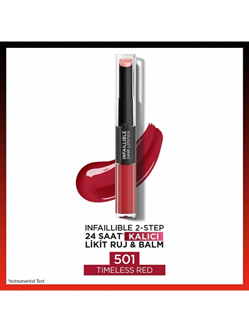 L'Oréal Paris Infaillible 2-Step 24 Saat Kalıcı Likit Ruj & Balm - 501 Timeless Red