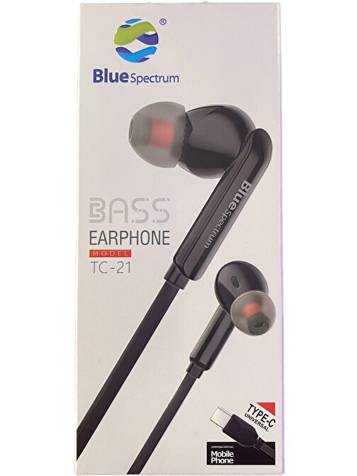 Blue Spectrum TC-21 TypeC Girişli Kulak İçi Kablolu Kulaklık SİYAH