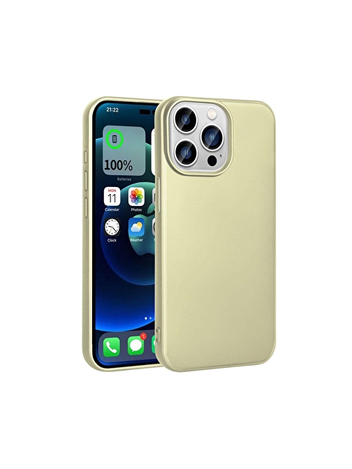 iPhone 15 Pro Max Uyumlu Zore Premier Silikon Kılıf-Gold