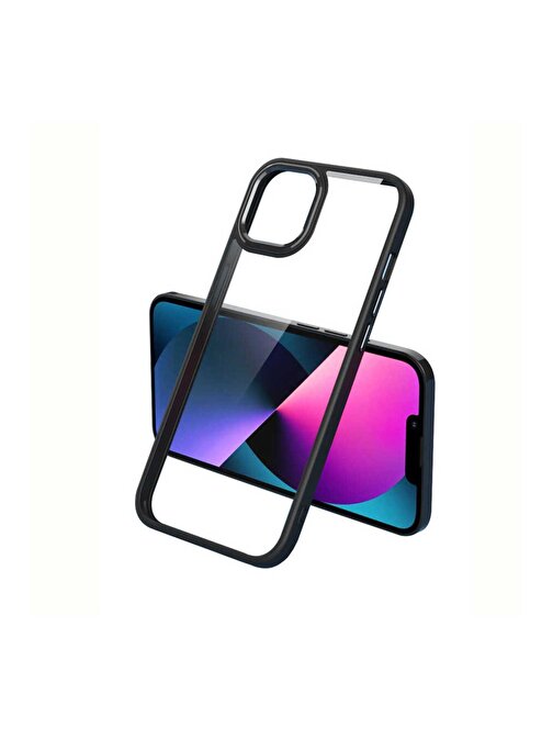 iPhone 13 Pro Uyumlu ZORE Krom Kılıf-Siyah