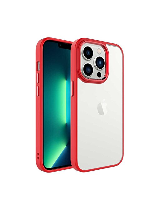 iPhone 14 Pro Uyumlu ZORE Krom Kılıf-Kırmızı