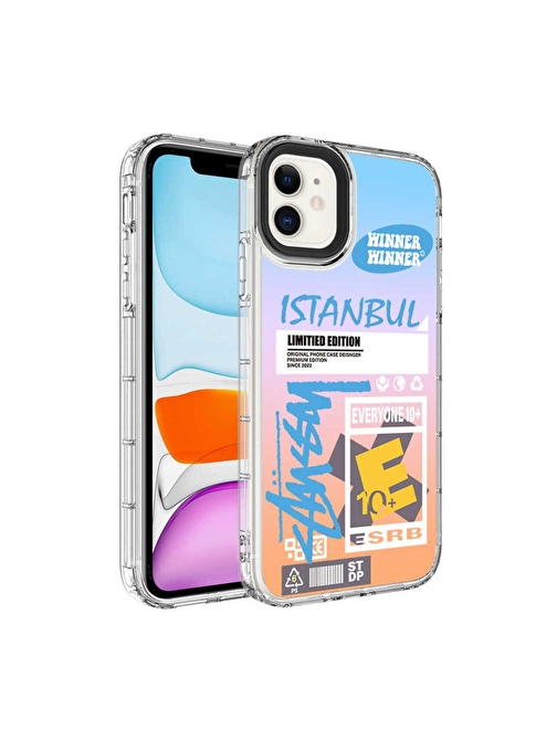 iPhone 11 Uyumlu Kamera Korumalı Renkli Desenli Sert Silikon ZORE Korn Kılıf-NO1