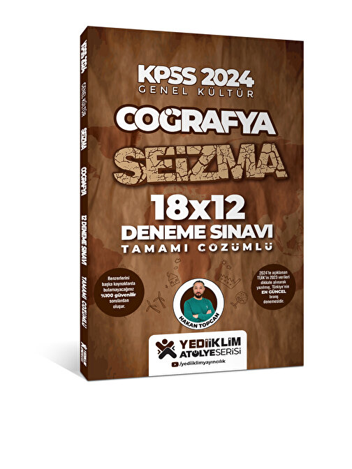 Yediiklim Atölye Serisi KPSS 2024 Genel Kültür Coğrafya SEİZMA 18X12 Tamamı Çözümlü Deneme Sınavı