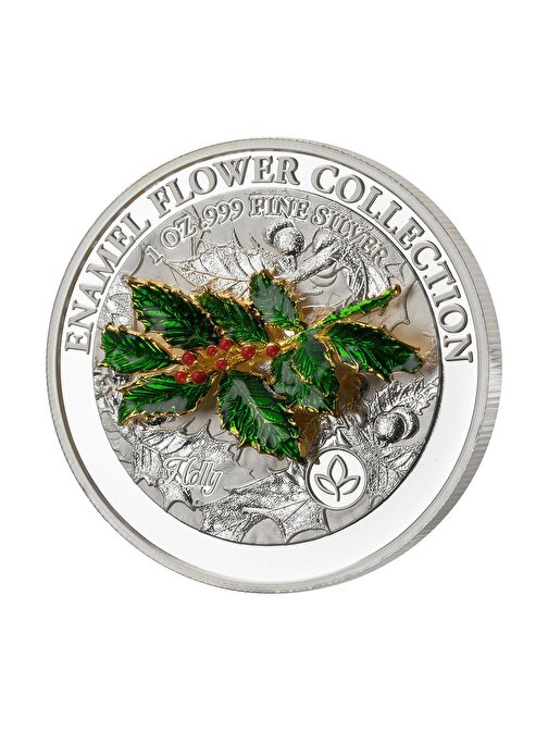 Holly Enamel Flower Collection 2021 1 Ons 31.10 Gram Gümüş Sikke Coin (999)