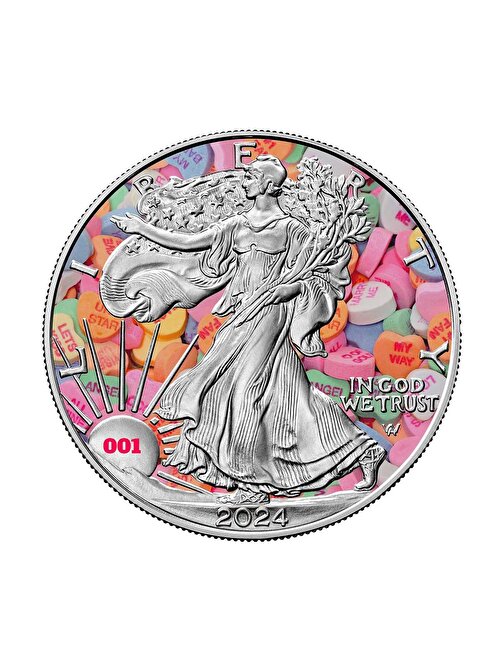 Valentine Day Walking Liberty Eagle 2024 1 Ons 31.10 Gram Gümüş Sikke Coin (999)