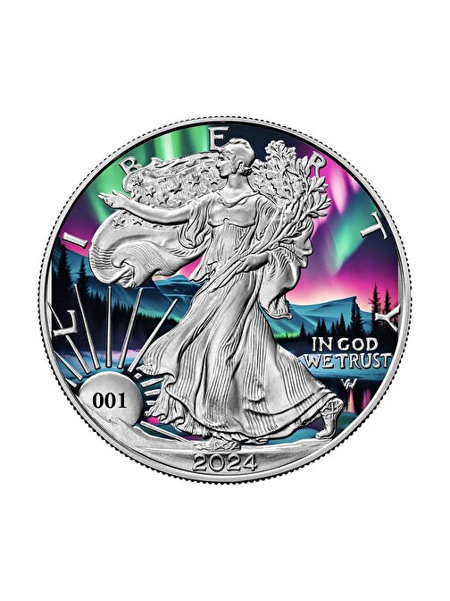 Walking Liberty Northern Lights 2024 1 Ons 31.10 Gram Gümüş Sikke Coin (999)