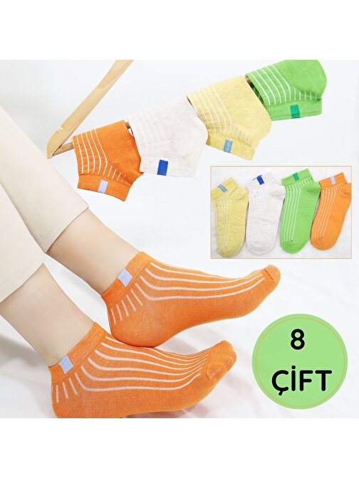 8 Çift Kadın Çorap Trend Desenli Kısa Yazlık Çorap